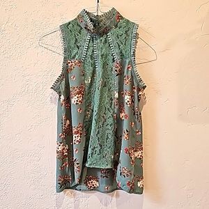 Floral & Lace Tank Top, Medium